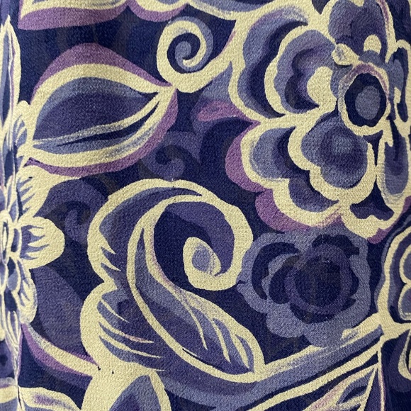 ET VOUS Silk Vintage Sleeveless Front Buttoned Purple/ Lila/ Beige Floral M - Picture 8 of 11